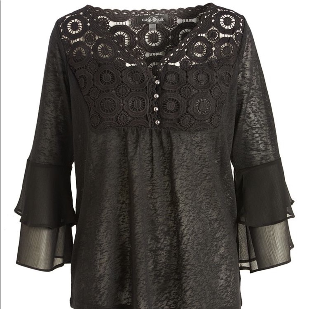 NWT August Silk black blouse, M
